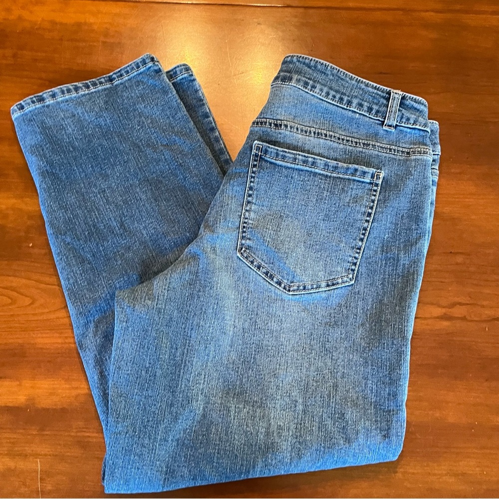 d. Jeans High Waisted Recycled Straight Leg Jeans Front Seam Women Sz 12 Ankle
